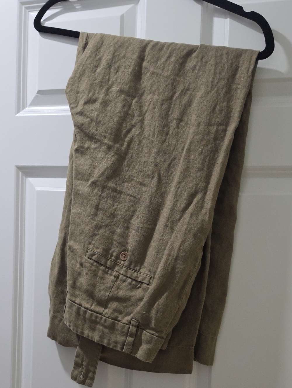 Women's Linen Blend Casual Pants in Army Green